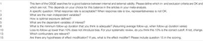 Development of a Methodological Quality Criteria List for Observational Studies: The Observational Study Quality Evaluation